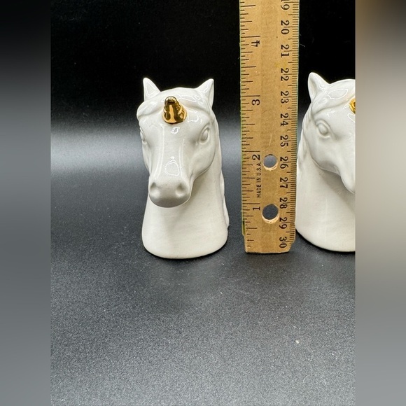 Unicorn Salt and Pepper Shakers Magical Fantasy White Gold Ceramic 3.25” - Picture 4 of 8